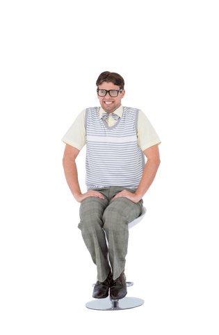 Geeky Hipster Sitting on Transparent Background - Download Free Stock Videos Pikwizard.com