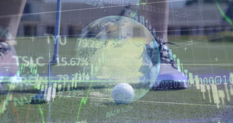 Global Golf Abstract with Financial Data Overlay