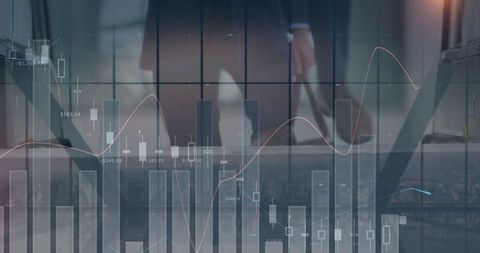 Financial Graphs Overlay On Contemporary Office Scene - Download Free Stock Images Pikwizard.com