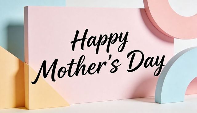 Happy mother's day pastel geometric greeting card with modern script and minimalist composition