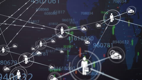 Digital Network Connection Over World Map and Data Overlay