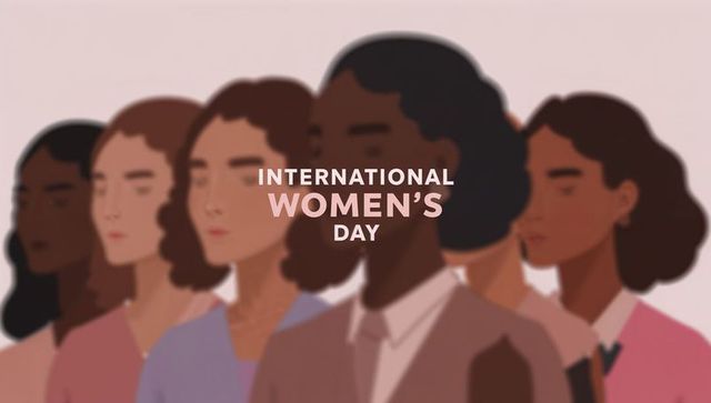 International women's day multiracial professional women poster with pastel palette