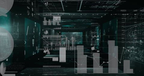 Futuristic Data Analytics with Digital Graphs in Modern Office - Download Free Stock Images Pikwizard.com