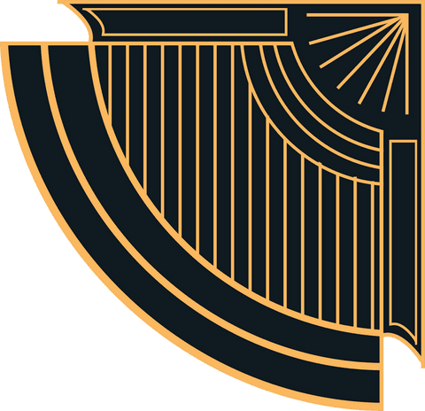 Elegant art deco corner ornament transparent background