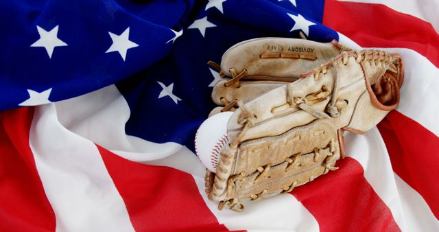 Baseball Glove Holding Ball on American Flag - Download Free Stock Images Pikwizard.com