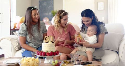 Celebration at Home with Friends and Baby Birthday Party