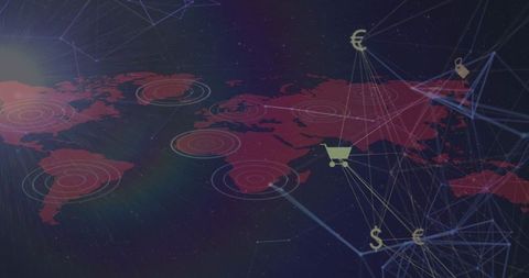 Global digital network and e-commerce interface map