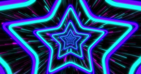 Neon Star Tunnel in Futuristic Glow