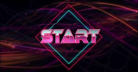 Futuristic Start Text with Neon Background