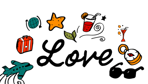 Love Text with Vacation Icons on Transparent Background - Download Free Stock Videos Pikwizard.com