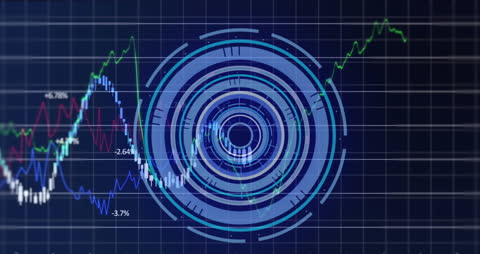 Futuristic Financial Data Analysis with Digital Radar Display