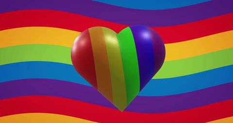 Vibrant Rainbow Heart on Radiant Wave Background