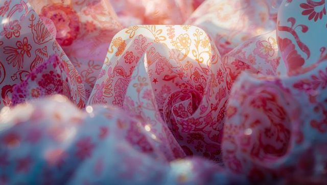 Floral paisley fabric with dynamic light shifts