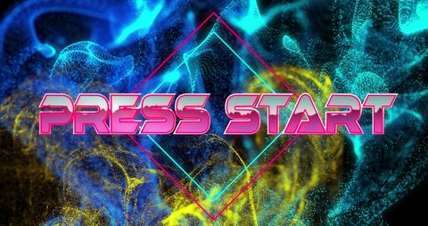 Press Start Neon Banner with Glowing Digital Waves - Download Free Stock Images Pikwizard.com