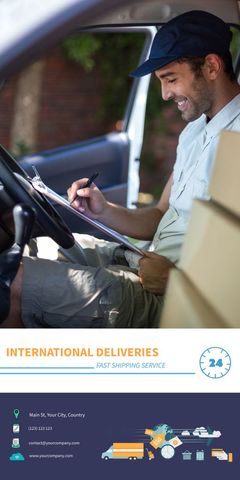 Courier Signing Deliveries with Confidence and Trust in Transport Vehicle - Download Free Stock Templates Pikwizard.com