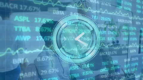 Digital Financial Data with Overlapping Graphics and Financial Metrics