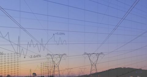 Innovative Financial Data and Power Lines at Dusk - Download Free Stock Images Pikwizard.com