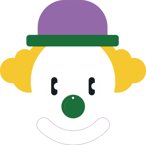 whimsical clown face with colorful hat and hair on transparent background - Download Free Stock Videos Pikwizard.com
