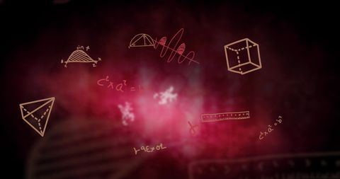 Floating Mathematical Equations on Dark Background