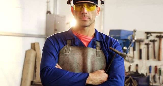 Male Industrial Worker Wearing Safety Gear in Factory - Download Free Stock Images Pikwizard.com