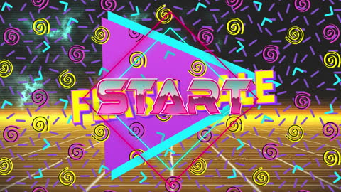 Retro 'Start' Animation with Colorful 80s Design Elements