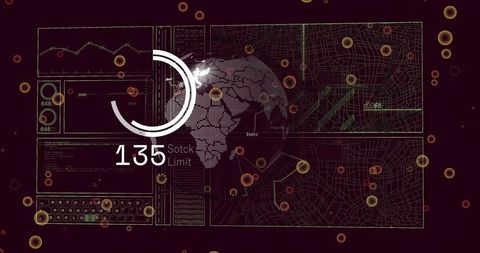 Dotted globe india overlay with circular data gauge and futuristic geospatial dashboard