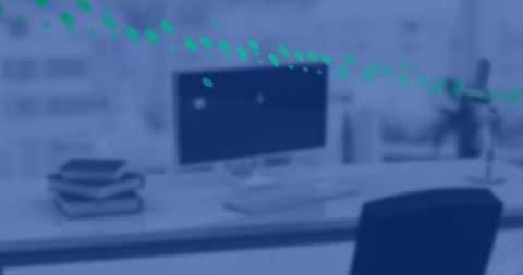 Modern Minimalist Workspace with Data Visualization Display