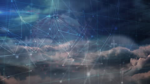 Global Data Network Visualization Over Clouds and Digital Connections