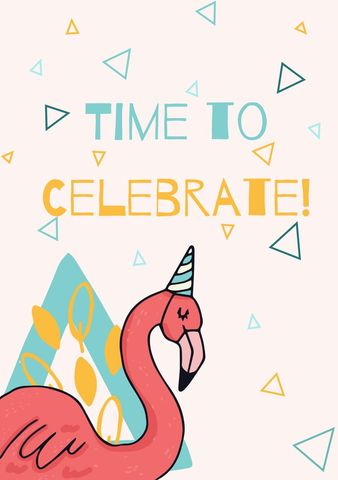 Flamingo Party Invitation with Playful Geometric Patterns - Download Free Stock Templates Pikwizard.com