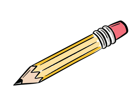 Bright cartoon pencil clipart on transparent background