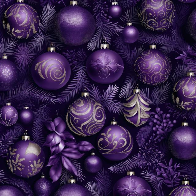 Elegant Purple and Gold Christmas Ornaments in Festive Background - Download Free Stock Images Pikwizard.com