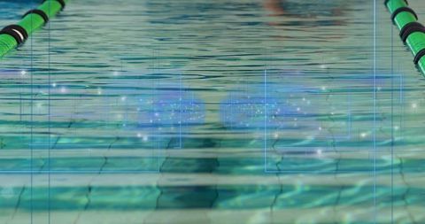 Futuristic pool lane with digital innovations in aquatic center