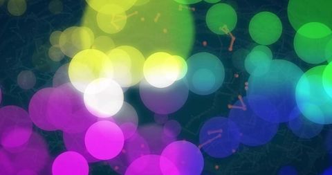 Vibrant Neon Circles with Cosmic Constellations Background