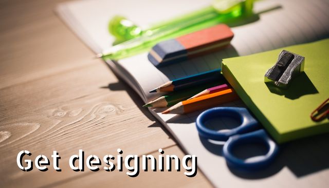 Get Designing Concept with Various School Supplies on Desk - Download Free Stock Templates Pikwizard.com