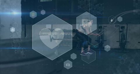 Female Athlete Performing Deadlift in High-Tech Gym Environment