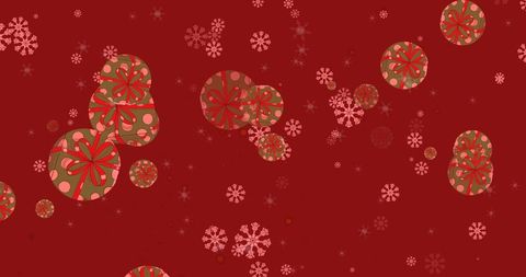 Christmas Presents and Snowflakes Pattern on Red Background