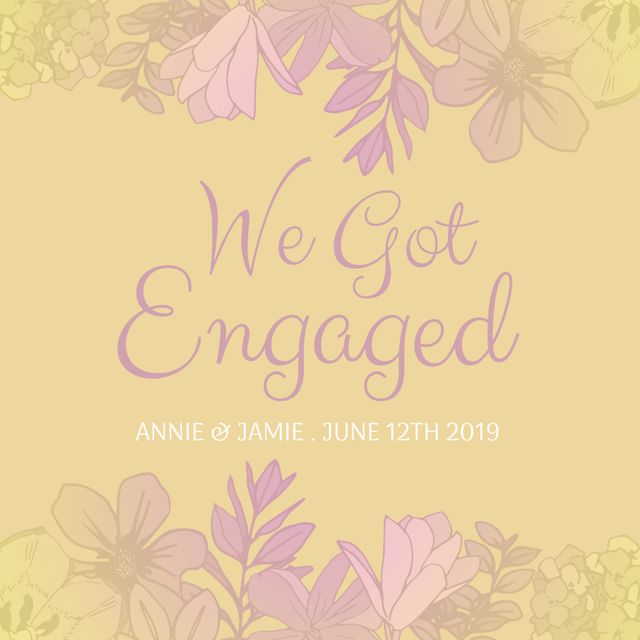 Floral Engagement Announcement with Soft Pastel Flowers - Download Free Stock Templates Pikwizard.com