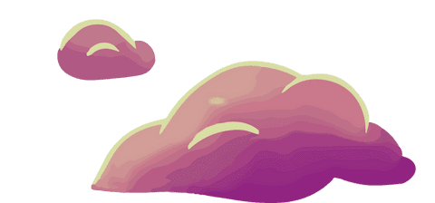 Dreamy pastel pink clouds on transparent background