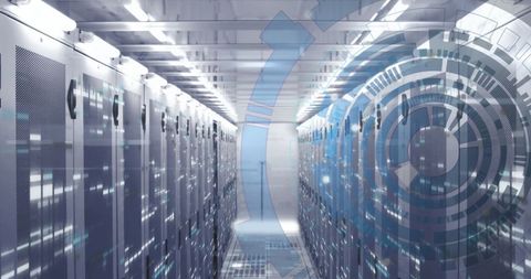 Digital Overlay of Progress Indicators in Modern Data Center - Download Free Stock Images Pikwizard.com