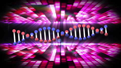 Animated DNA Strand with Dance and Music Elements
