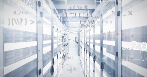 Digital Equations Floating Over Modern Data Center - Download Free Stock Images Pikwizard.com