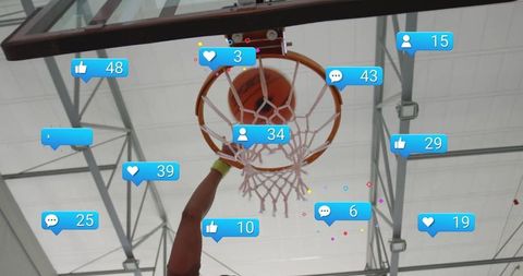 Slam dunk with dynamic social media engagement icons