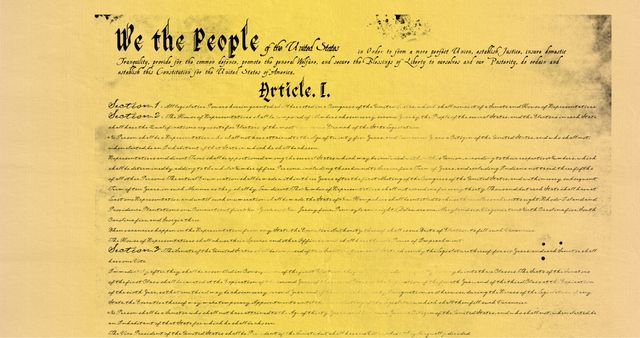 Article I of the United States Constitution Bathed in Yellowish Gradient with Glossy Details - Download Free Stock Images Pikwizard.com