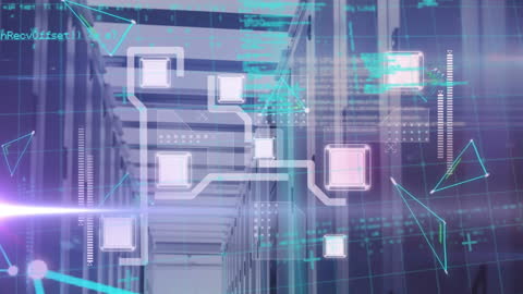 Futuristic Data Processing and Network Connectivity Visualization