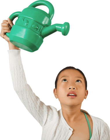 transparent background girl holding green watering can - Download Free Stock Videos Pikwizard.com