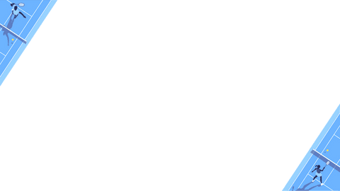 Minimalist tennis players rallying on transparent background