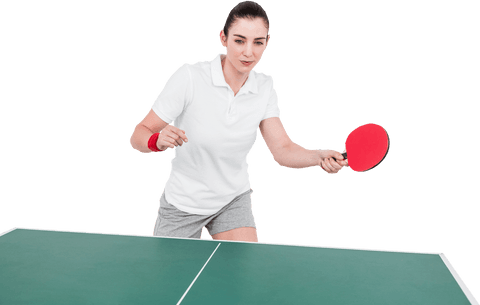 confident female athlete plays ping pong with focus - Download Free Stock Videos Pikwizard.com