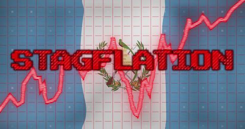 Stagflation Concept on Guatemalan Flag with Graph
