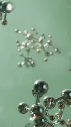 Drifting Reflective Molecular Clusters in Green Cinematic Loop for Tech and Science Videos