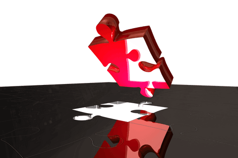 floating red puzzle piece on transparent background, symbolizing connection - Download Free Stock Videos Pikwizard.com